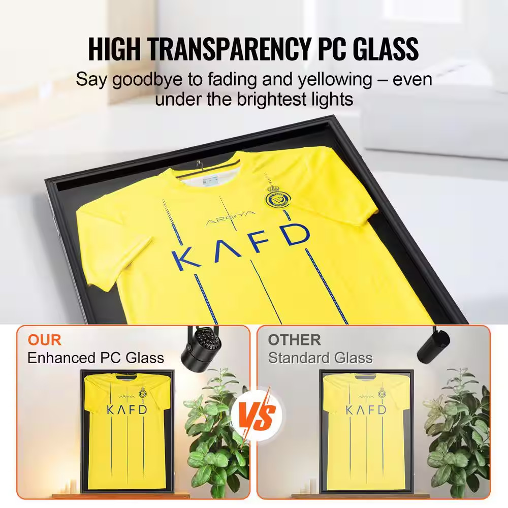 Black Jersey Display Frame Case 24 X 32 X 1.5 In. Lockable Sport Jersey Shadow B
