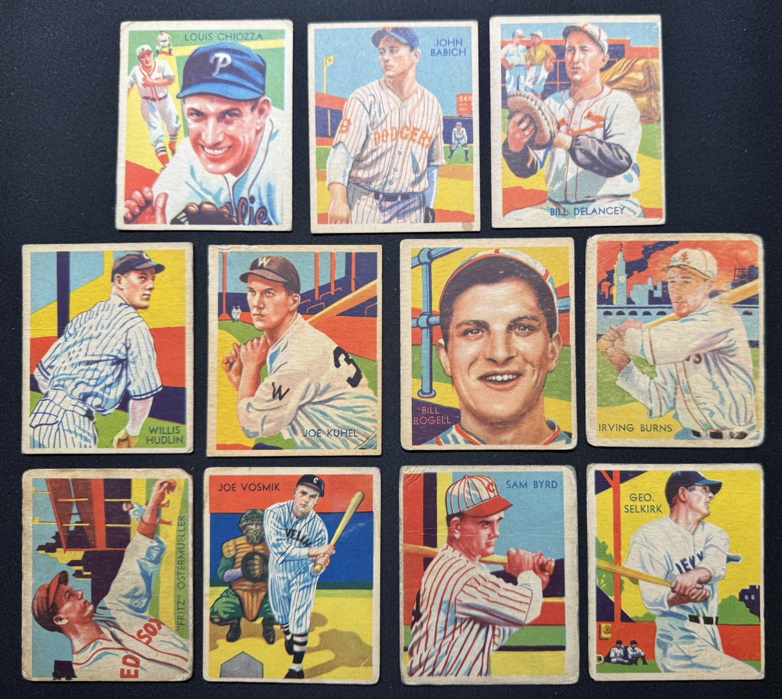1934-36 Diamond Stars lot of (11) dif vintage baseball cards