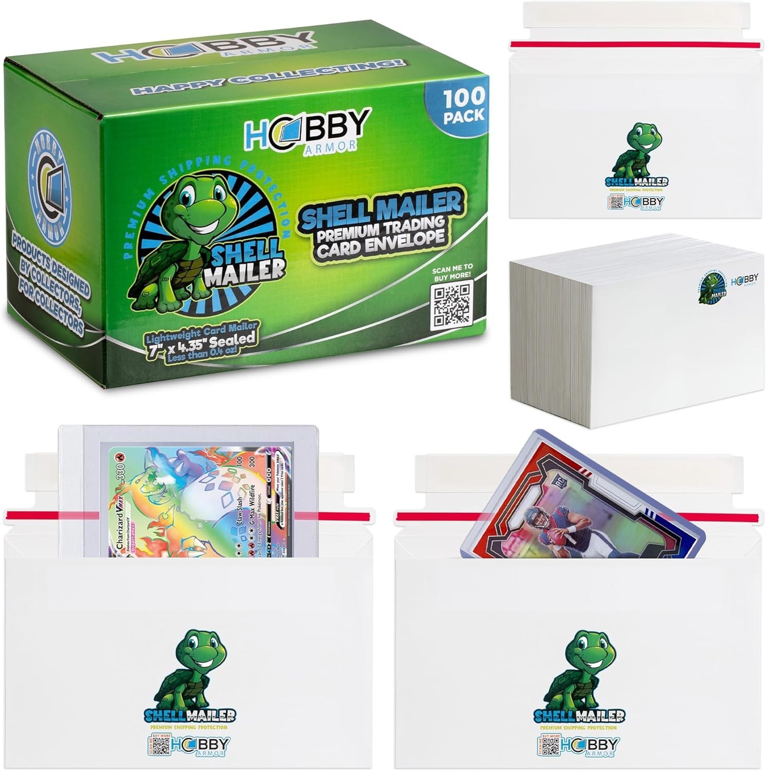 100 Pack Trading Card Mailers Cardboard Shipping Envelopes for Toploaders