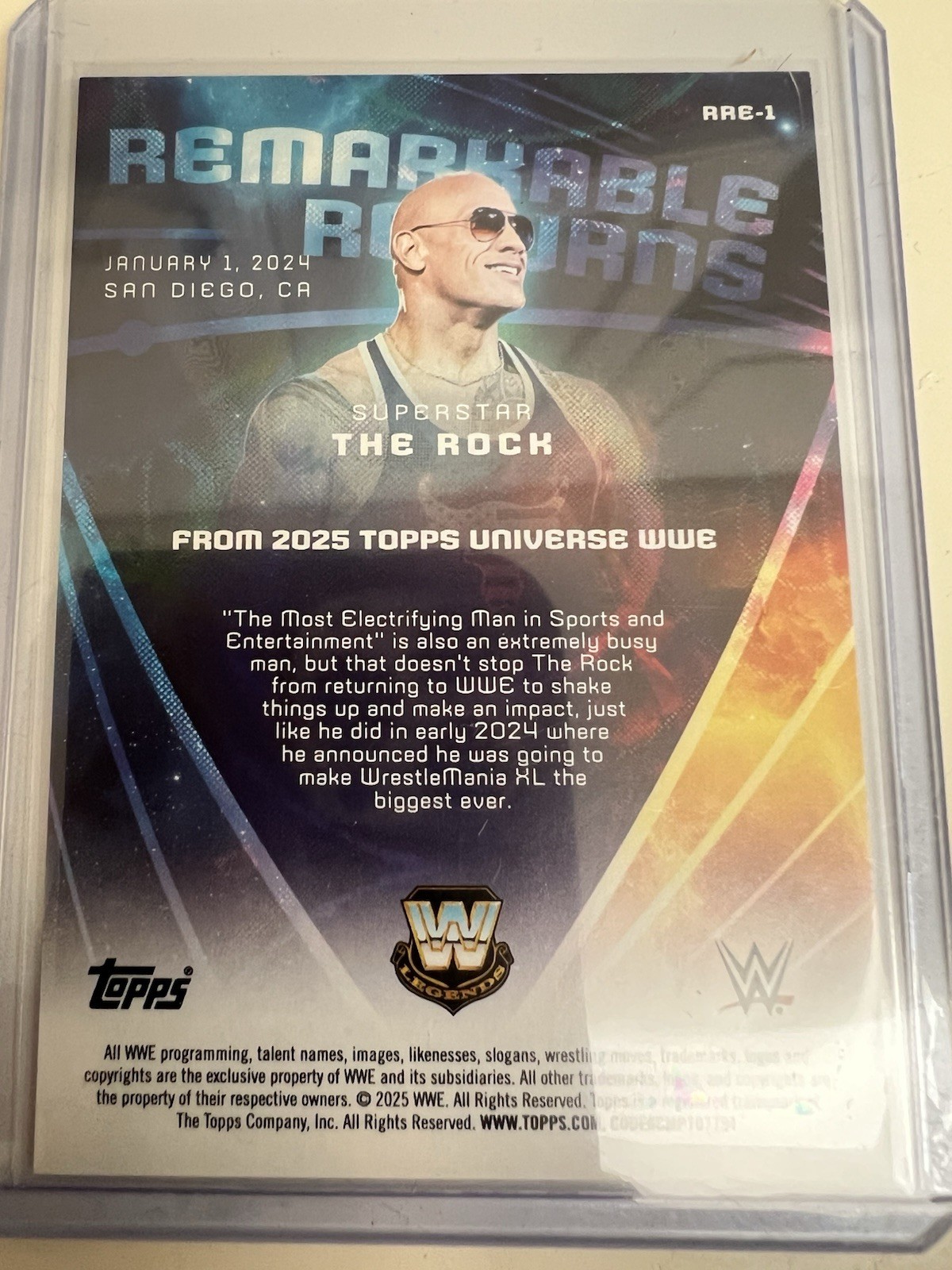 2025 Topps Universe Remarkable Returns RRE-1 The Rock /25
