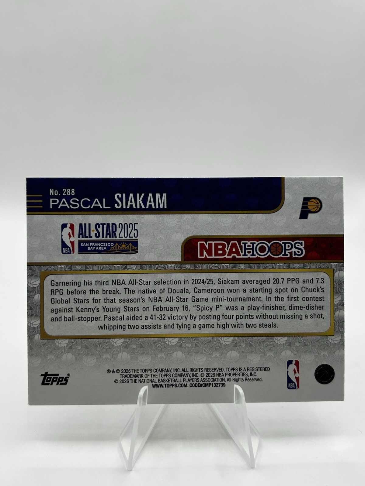 Pascal Siakam 2025-26 Topps NBA Hoops All-Star #288 Pacers