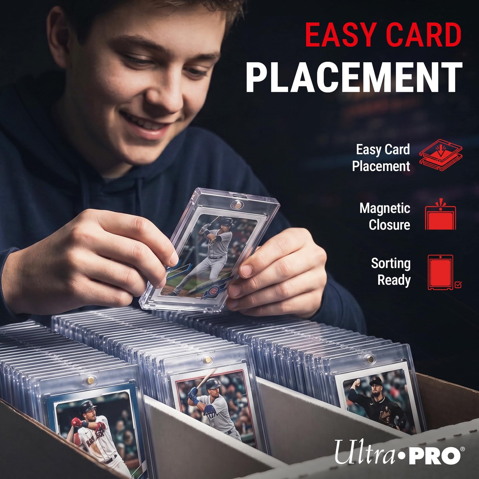 Ultra Pro ONE-TOUCH 75PT Magnetic Card Holder – Hard 2.5 x 3.5 inches, Clear