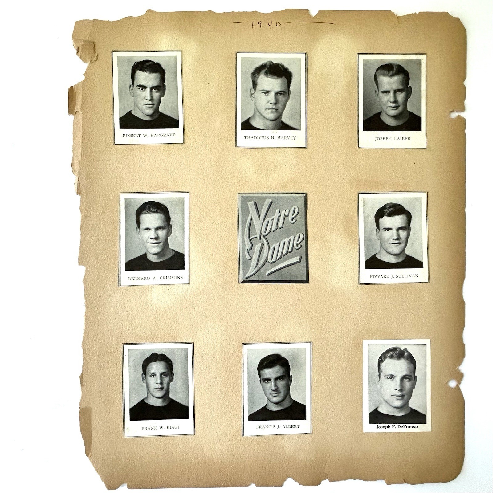 Orig. 1939 Notre Dame Football Team Photo & Scrapbook Joe DeFranco Left Guard
