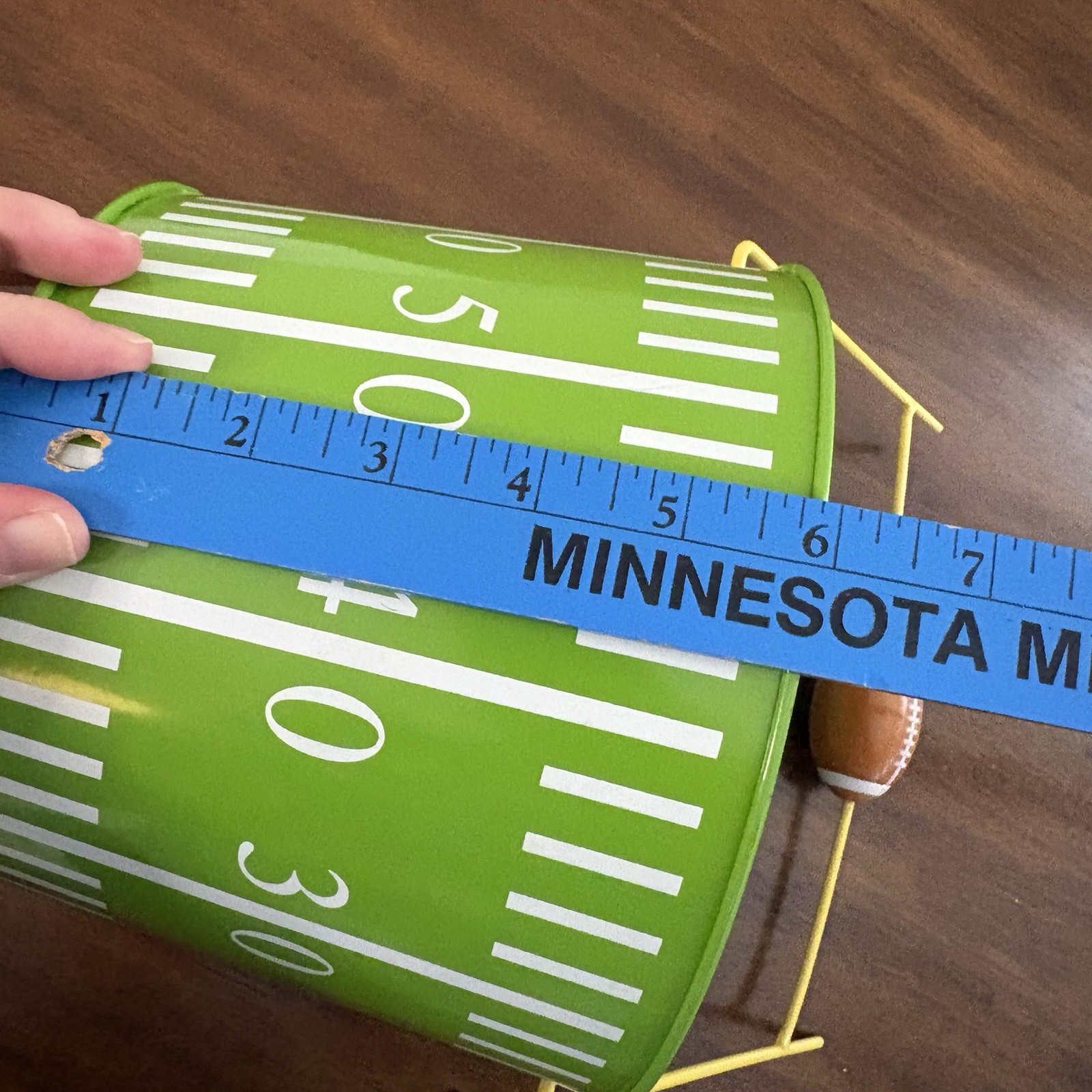 Football Party Tin Bucket Birthday Game Day 8” X 6”’x7” Green Field B#1