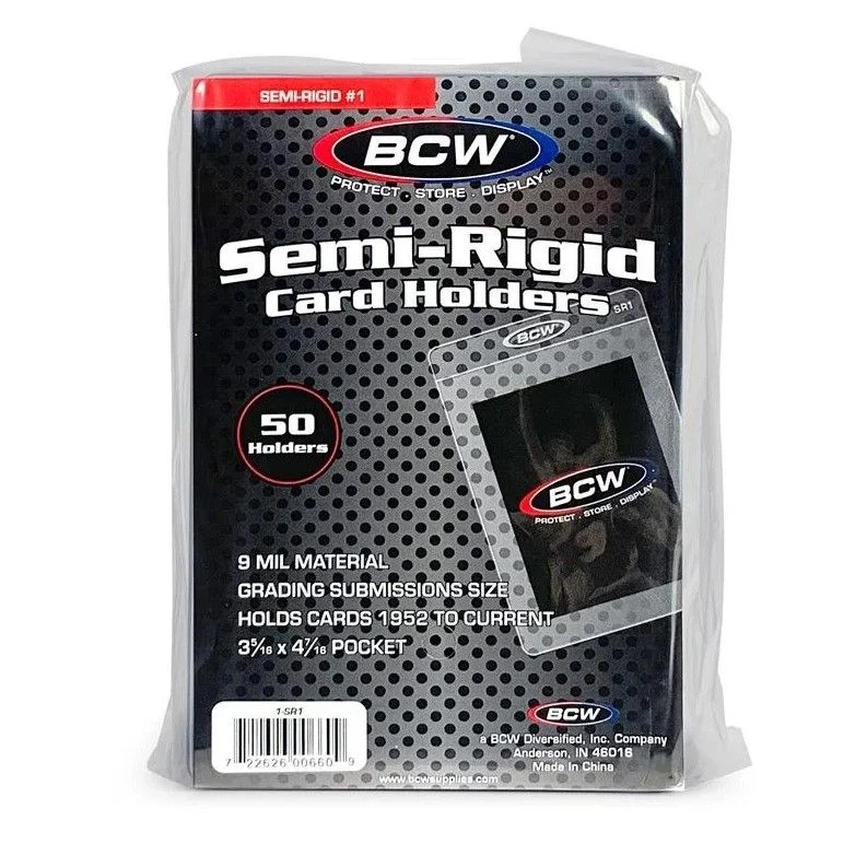 BCW Trading Card Supplies – SEMI-RIGID #1 CARD HOLDERS [1 Pack = 50 Holders]