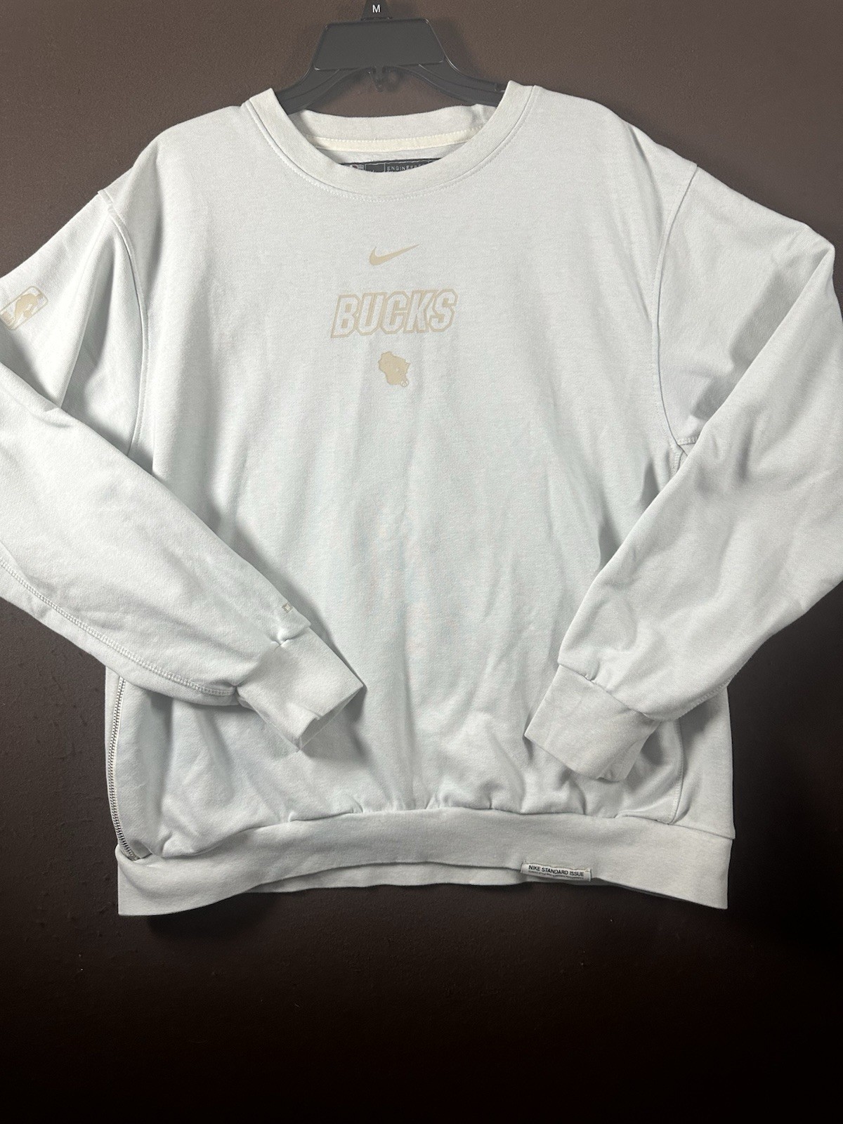 Nike Milwaukee Bucks Dri-Fit Engineered White Crewneck Men’s Size L