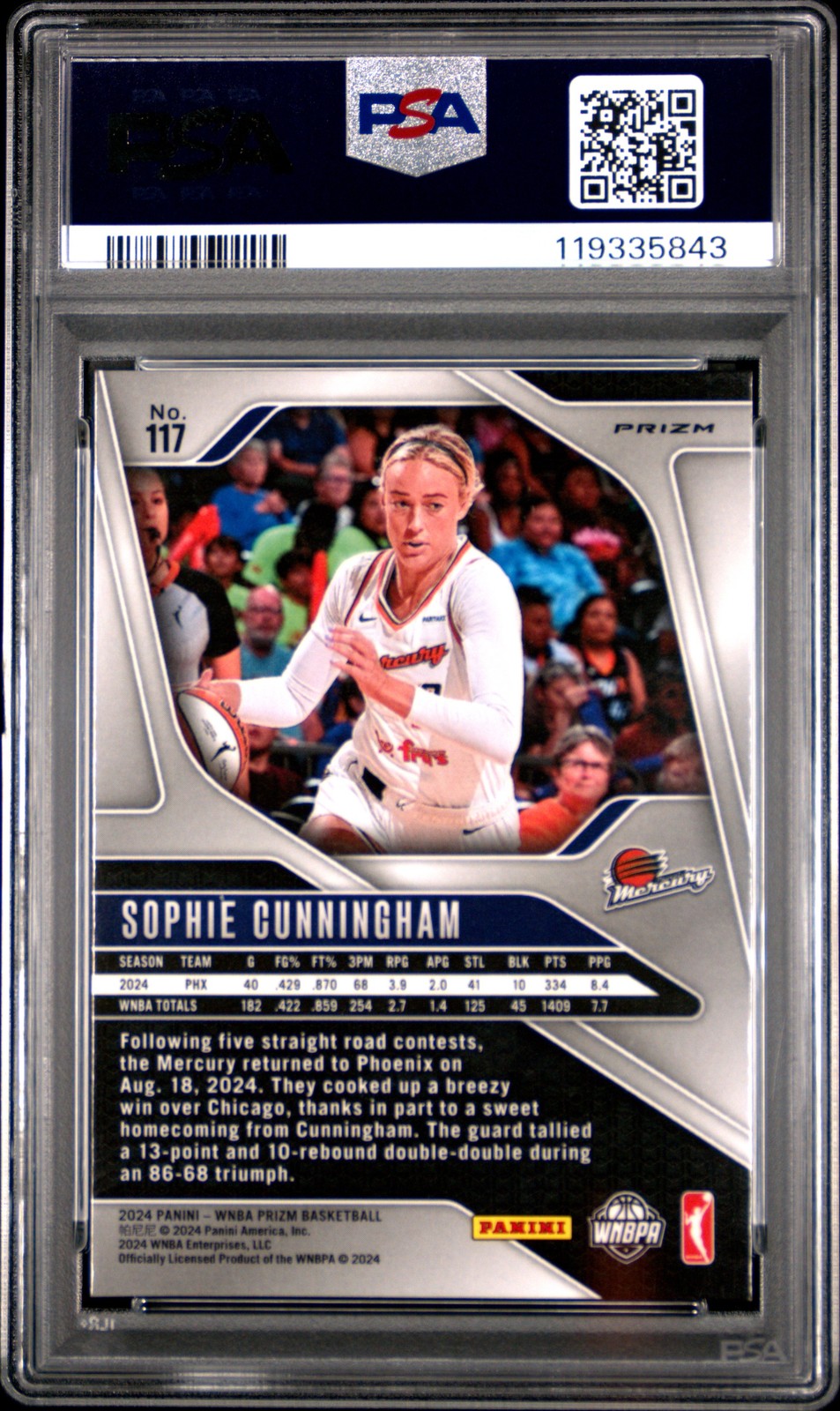 2024 Panini Prizm WNBA #117 Sophie Cunningham Checkerboard Prizms PSA 9