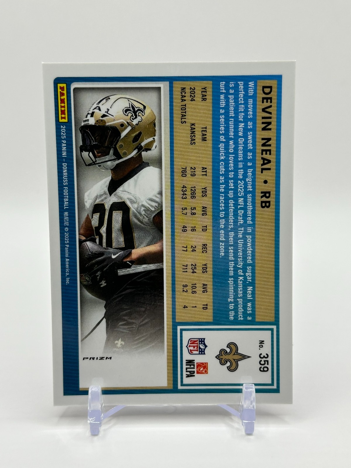 2025 Panini Donruss Devin Neal RC Rookie Red Wave Prizm #359 Saints