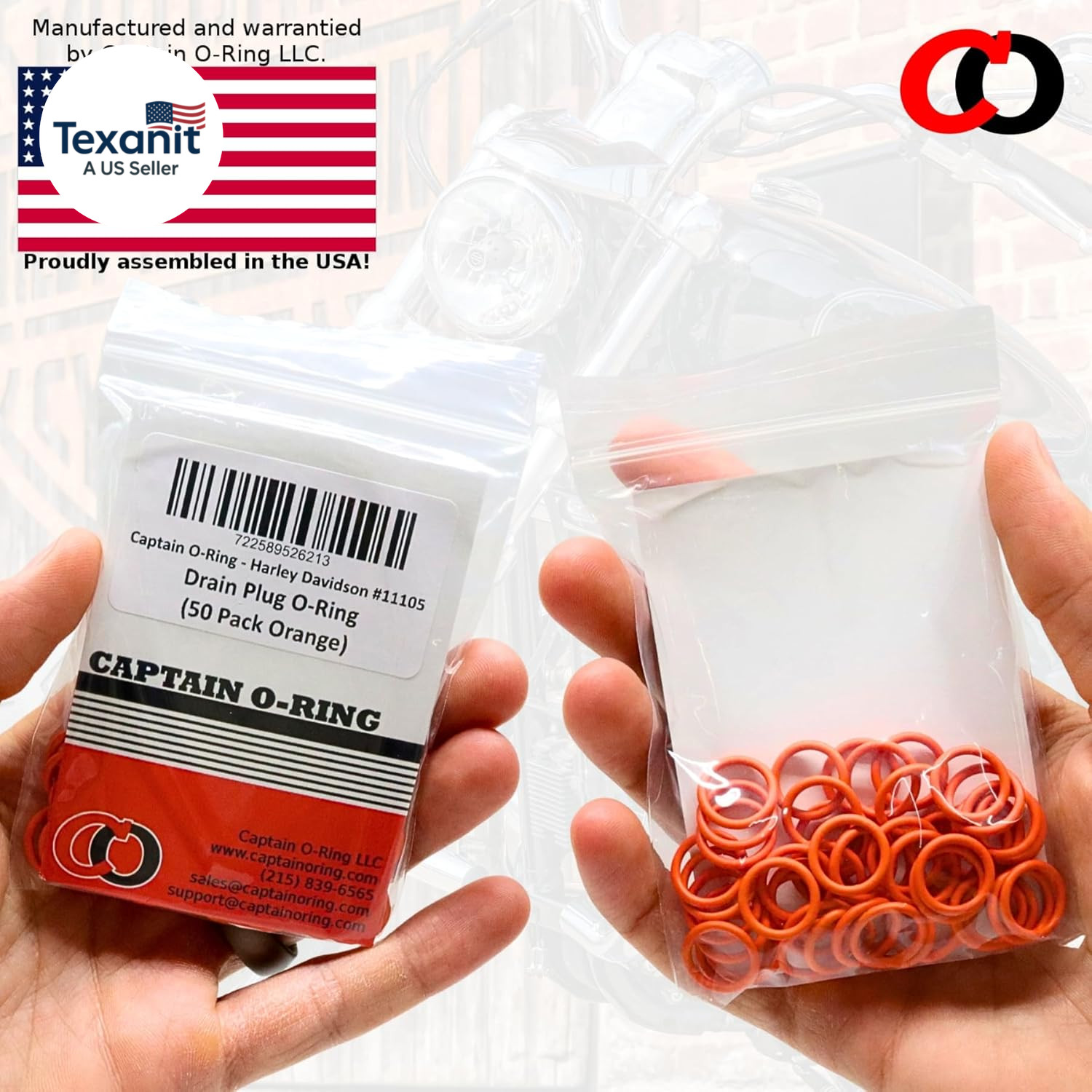 50 Pack – #11105 O-Ring Replacement for Harley Davidson Oil Drain Plug Oring (Or