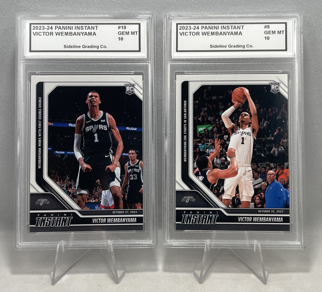 Victor Wembanyama Rookie Set Graded Gem Mint 10 2023 Panini Instant #5 & #19 RC