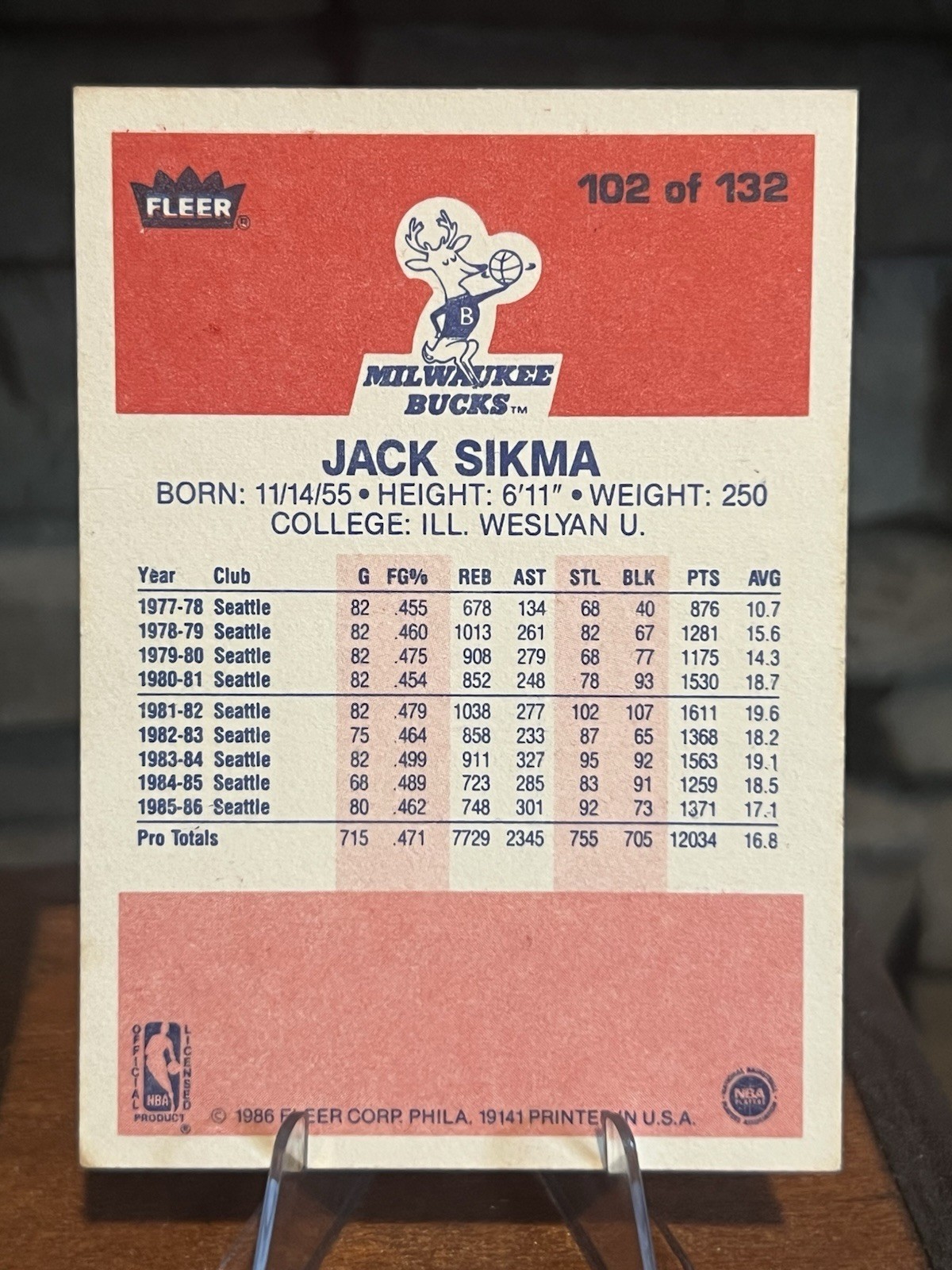 Jack Sikma 1986-87 Fleer #102 Milwaukee Bucks VG