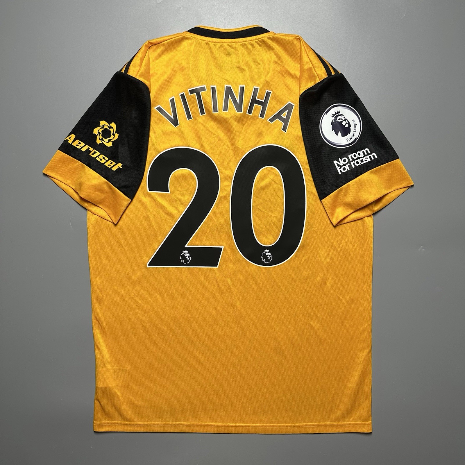 WOLVERHAMPTON ADIDAS 2020/2021 FOOTBALL HOME JERSEY #20 VITINHA SIZE “L” FJ4503