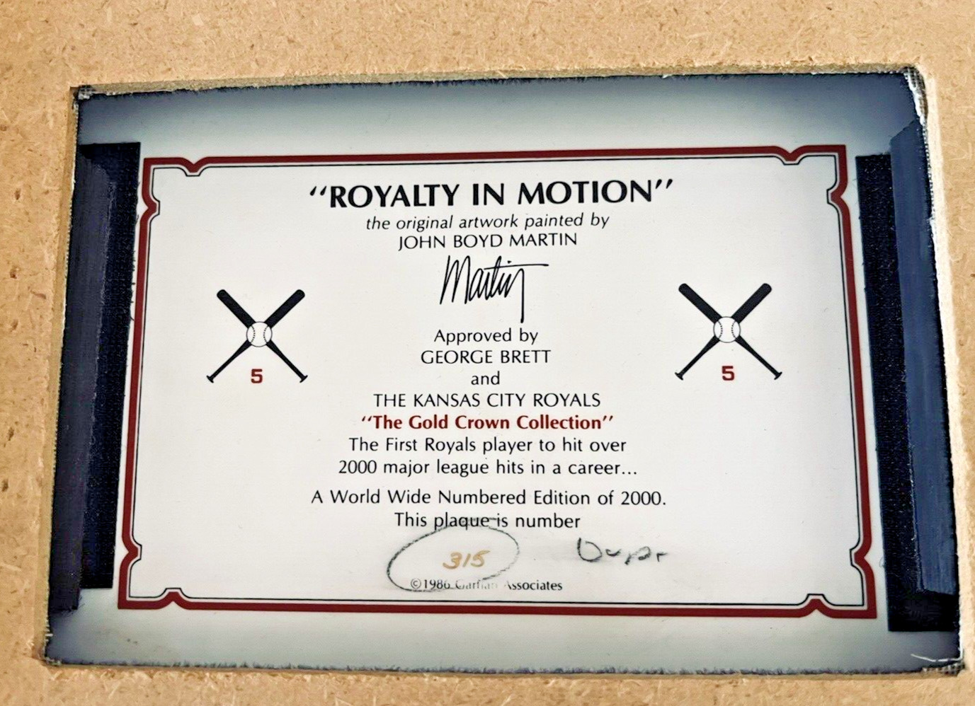 George Brett Plaque Royalty In Motion Gartlan FRAMED PLAQUE LTD