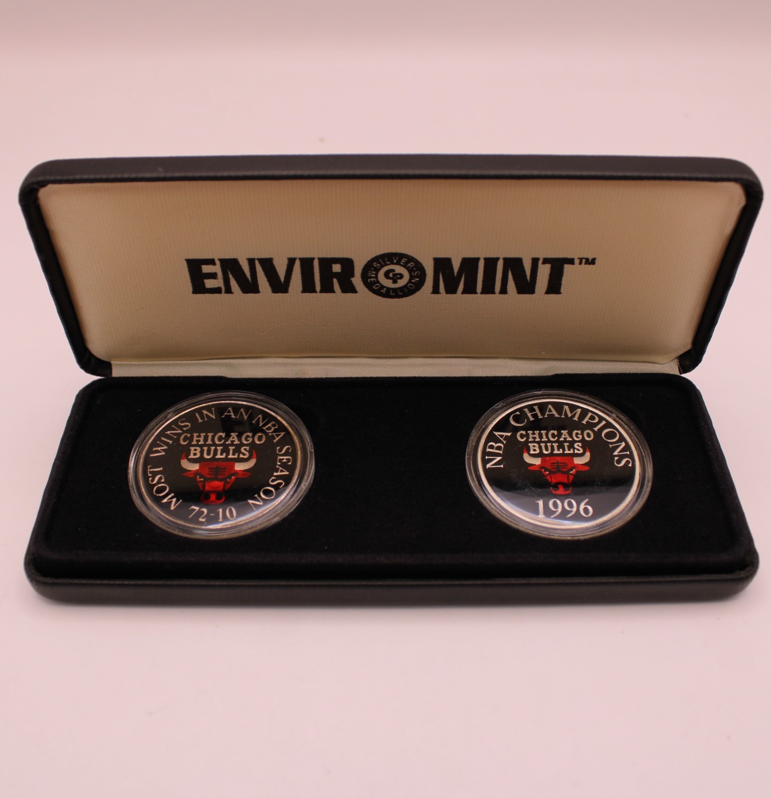 Enviromint 1996 NBA Champions Chicago Bulls Enamel 2oz .999 Fine Silver Set #38