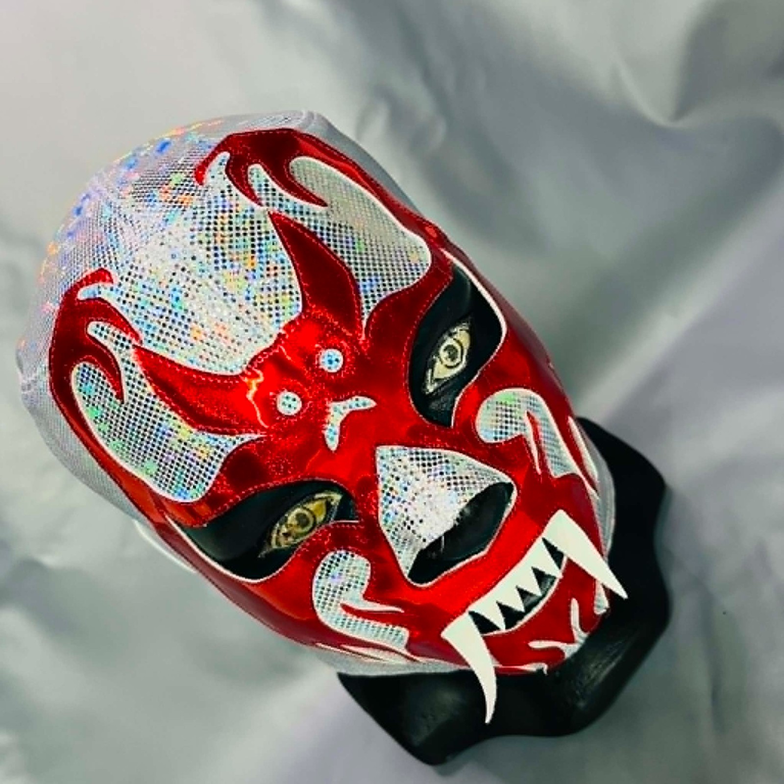 Mil Mascaras Murcielago Bat Semi Professional Luchador Wrestling Mask Silver Red