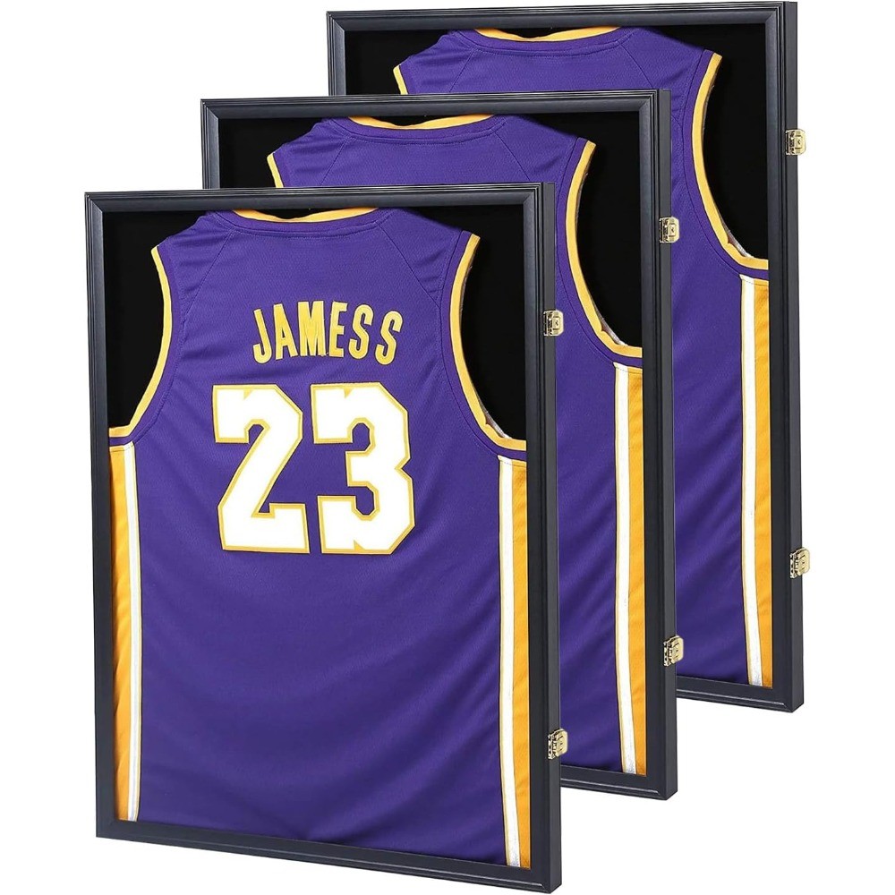 Jersey Frame Display Case Lockable Shadow Box UV Protection Acrylic Black