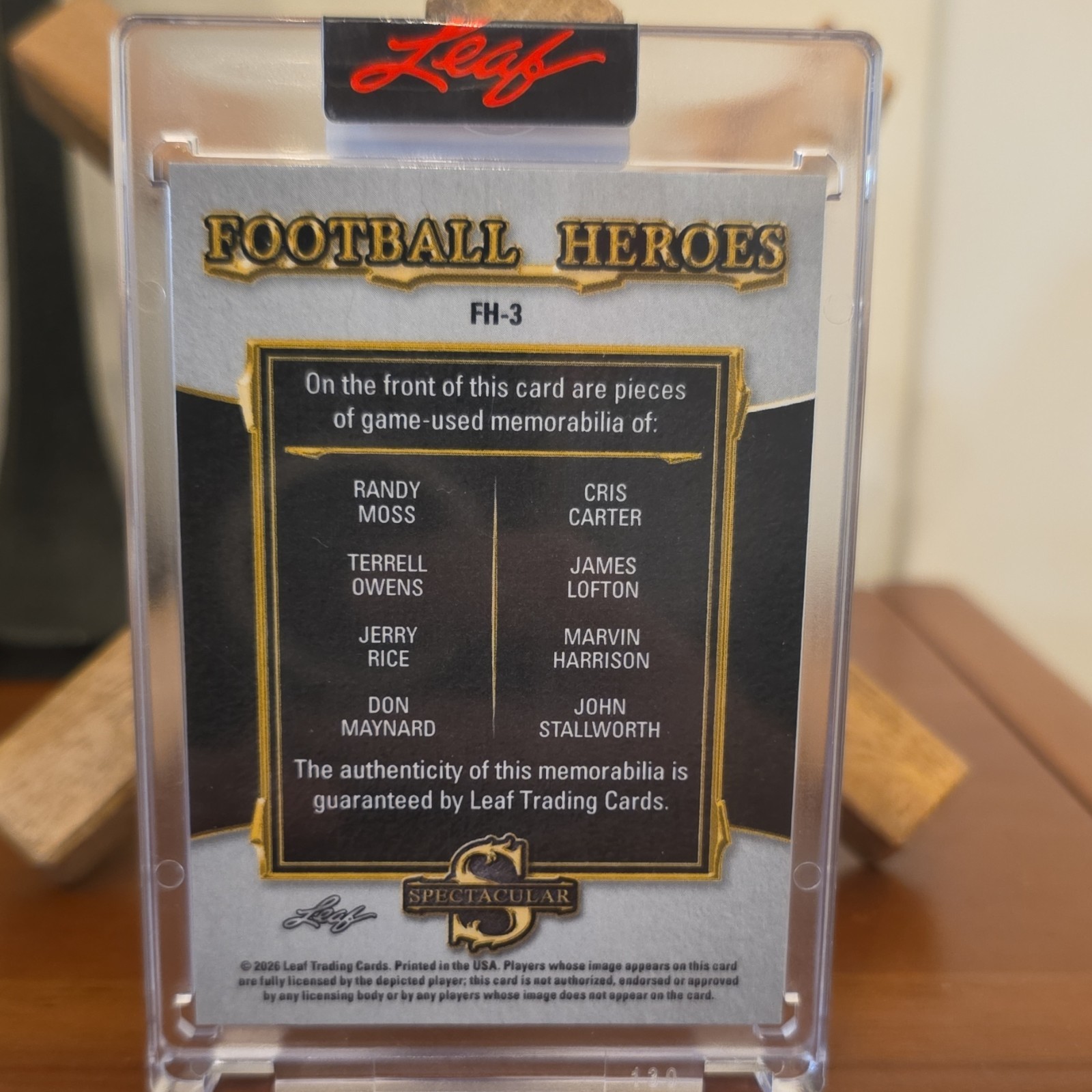 2022 Leaf Football Heroes Purple #FH-3 2/6 Game-Used Jersey Relic Auto
