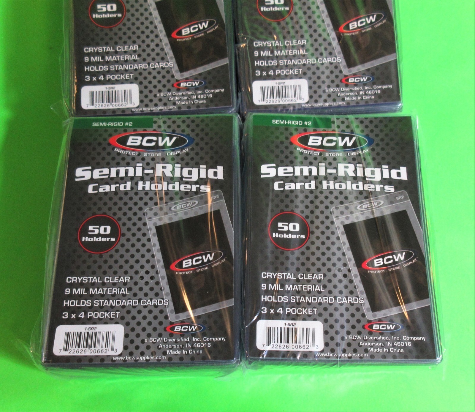 200 SEMI-RIGID CARD HOLDER #2 FOR TRADING CARDS 9 MIL,STANDARD CARD 3X4 SIZE SR2