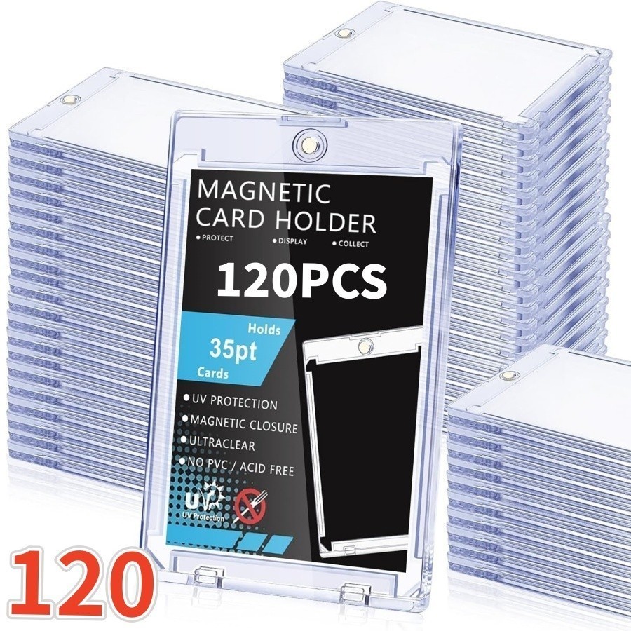 30-120PCS Magnetic Trading Sports Card Holders 35pt One-Touch Hard UV Protection