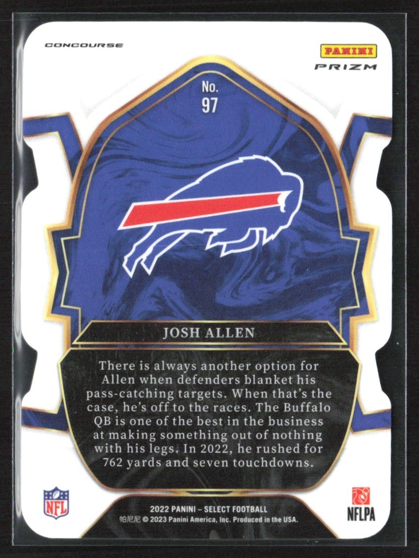 Josh Allen 2022 Panini Select Concourse Silver Prizm Die-Cut #97 Buffalo Bills