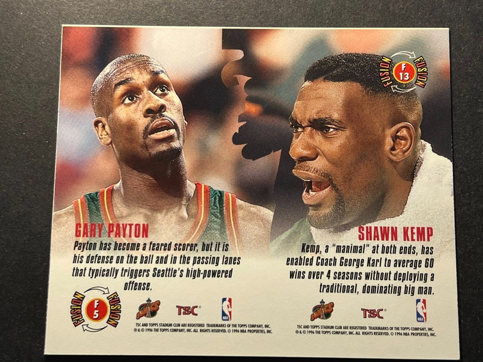 Box 30: 1996-97 St. Club FUSION UNCUT PANEL Shawn Kemp Gary Payton Sonics