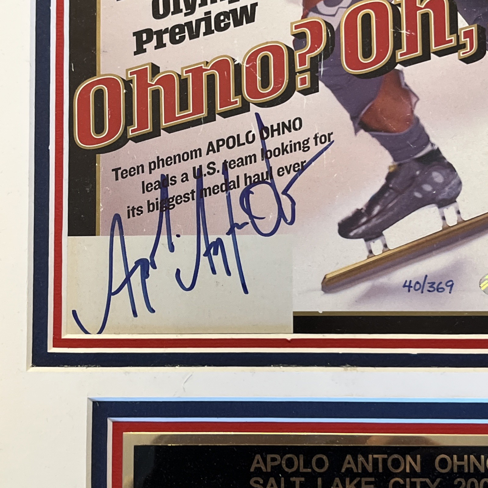 Apolo Anton Ohno Signed Sports Illustrated Framed LE 40/369 Olympics Auto