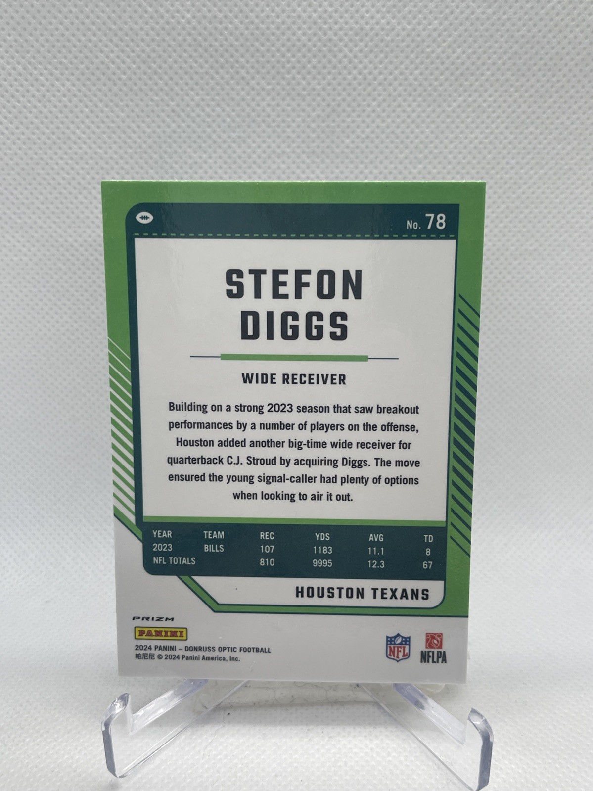 2024 Panini Donruss Optic – Stefon Diggs #78 Holo Prizm Houston Texans