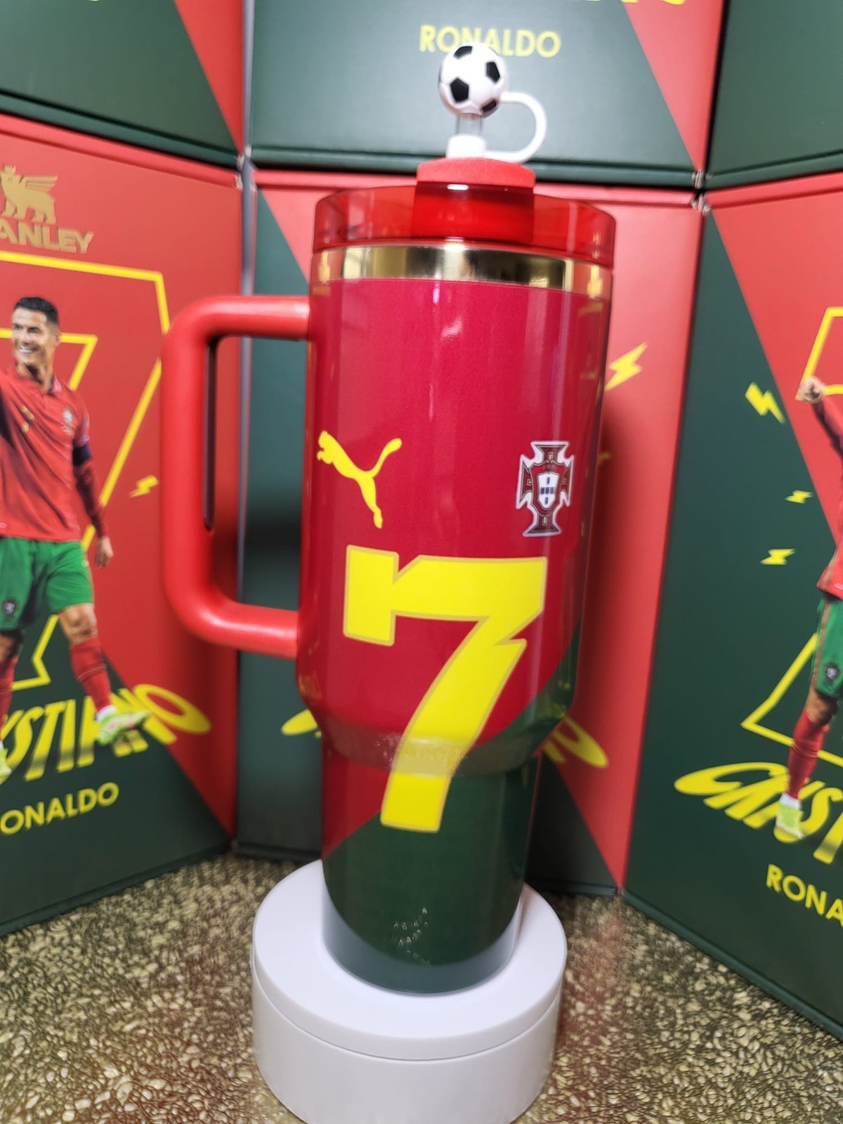 World Cup Cristiano Ronaldo Tumbler 40oz Red Gold Black