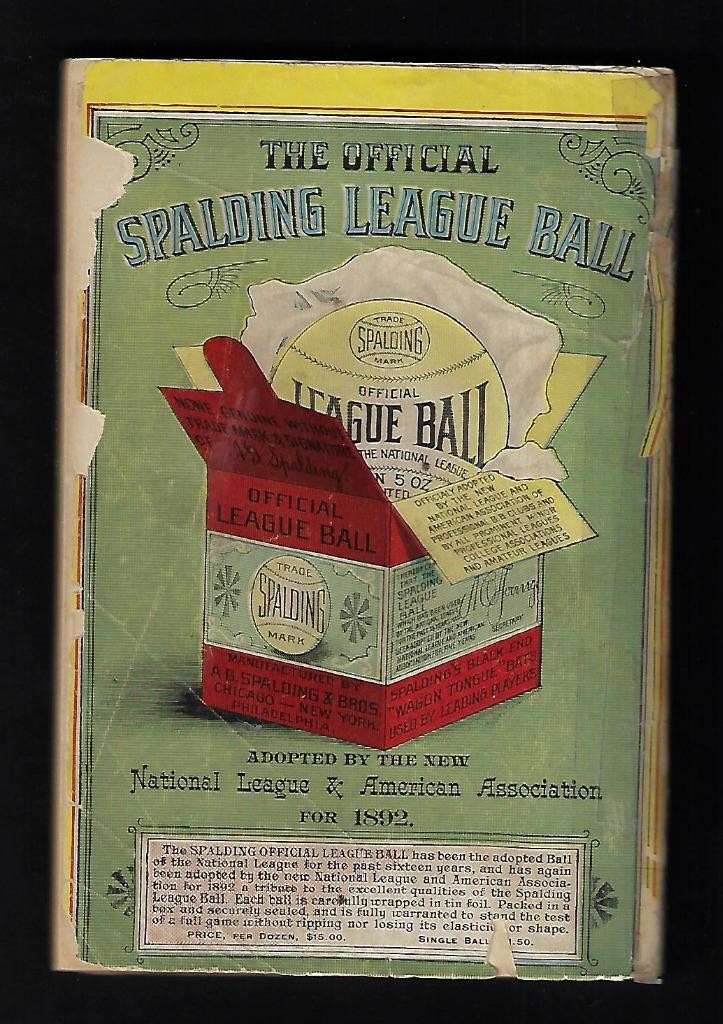 1892 Original Spalding’s Official Baseball Guide – EX