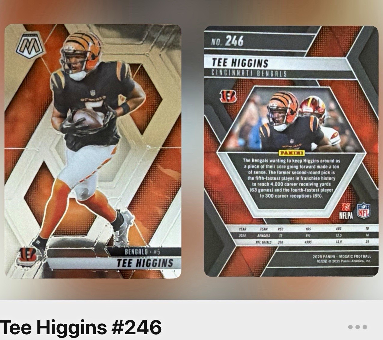 Panini 2025 Mosaic Football Tee Higgins #246 Cincinnati Bengals Base Set