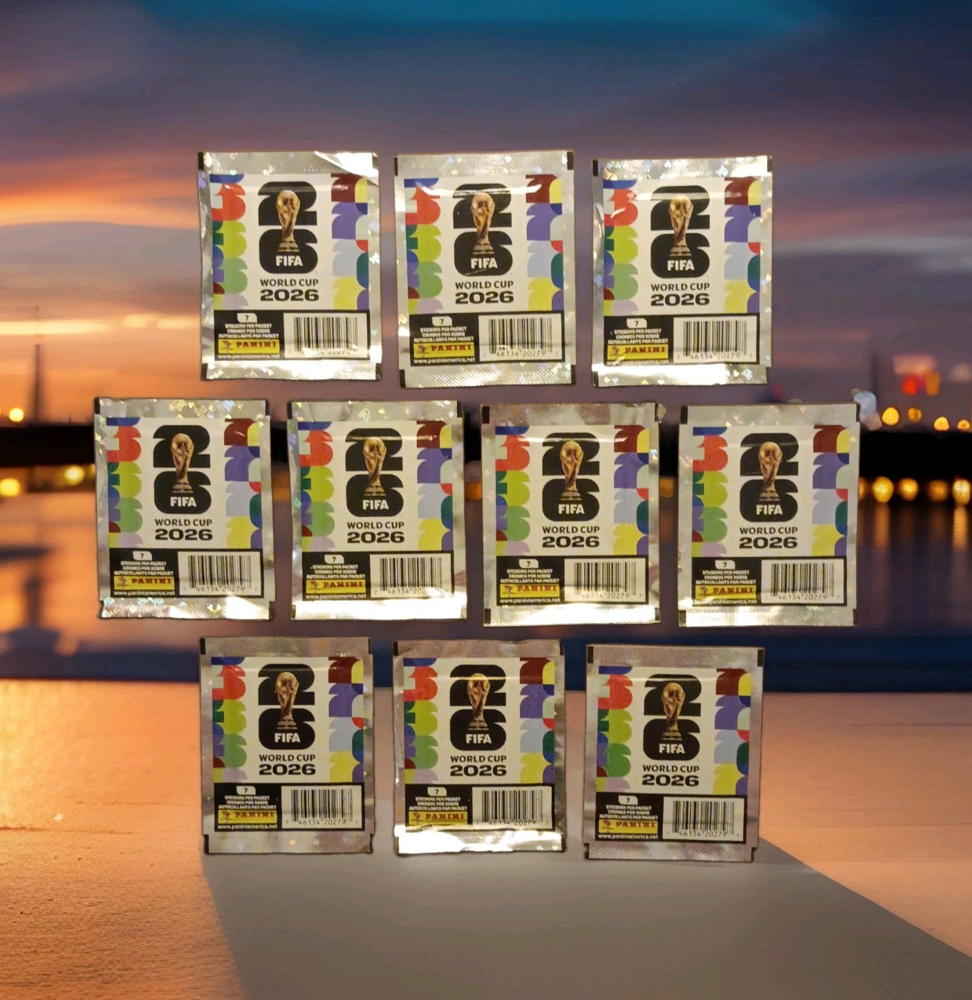 Panini FIFA World Cup 2026-Lot of 10- Sealed Packs – 7 Stickers