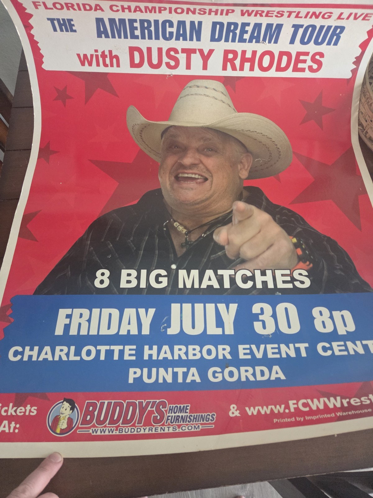 Dusty Rhodes American Dream Poster RARE FCW FLORIDA Wrestling Poster 22 x 28