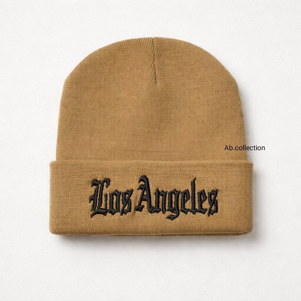 Los Angeles Embroidered Knit Beanie, Cuffed Style, Multiple Colors Unisex Adults