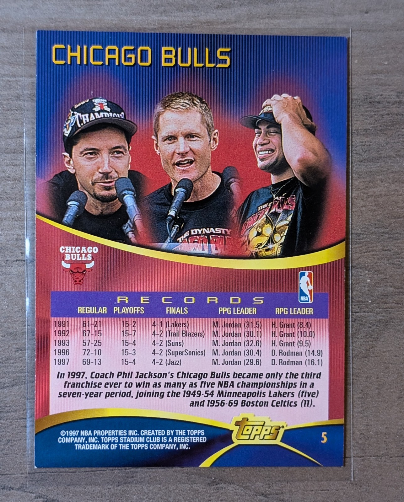 1997-98 Topps Stadium Club Team of the 90’s Jordan, Rodman, Scottie Pippen #5