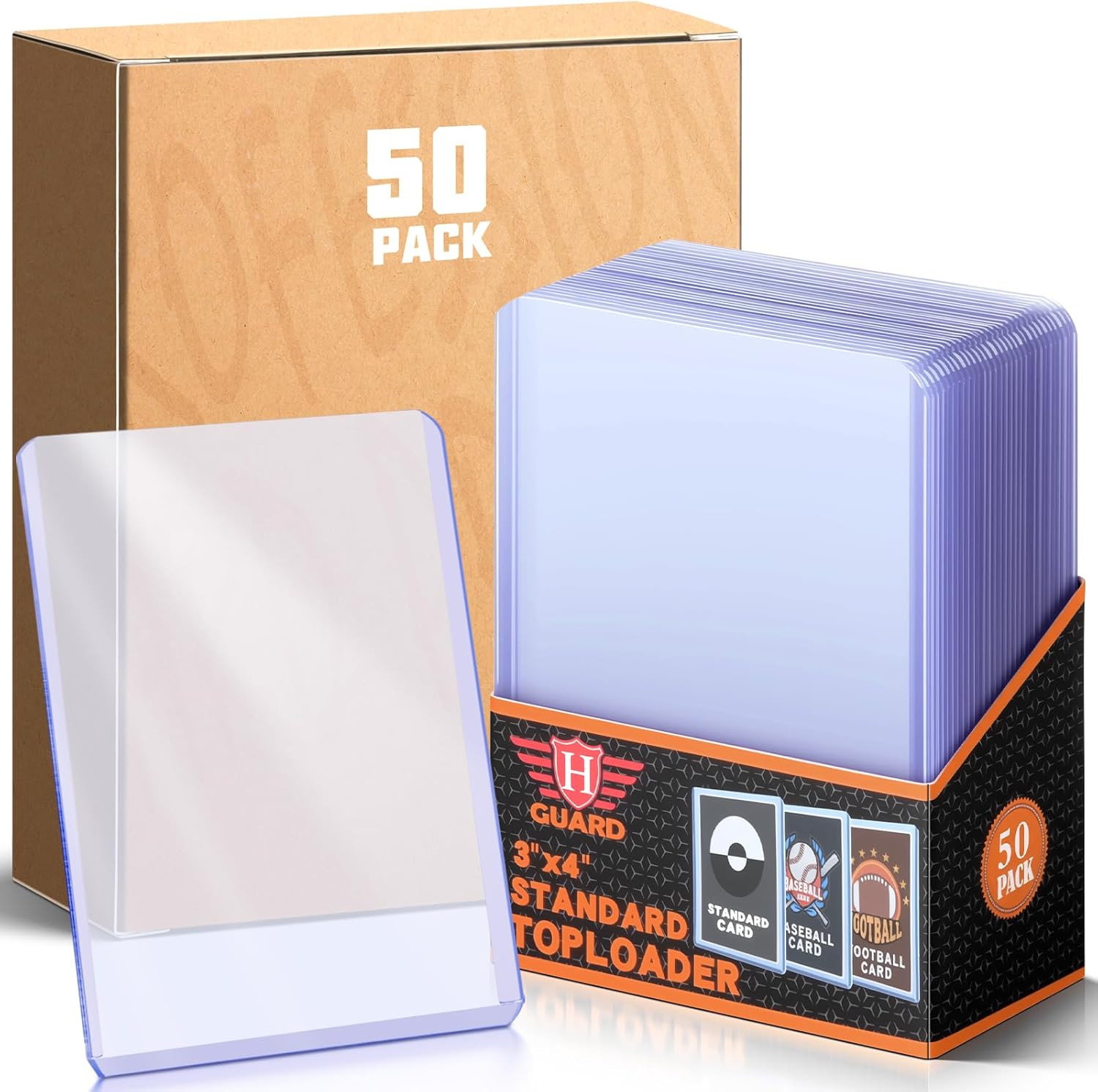 50 PCS Toploaders Card Sleeves for Trading Cards, 3″ X 4″ Baseball Card Protecto