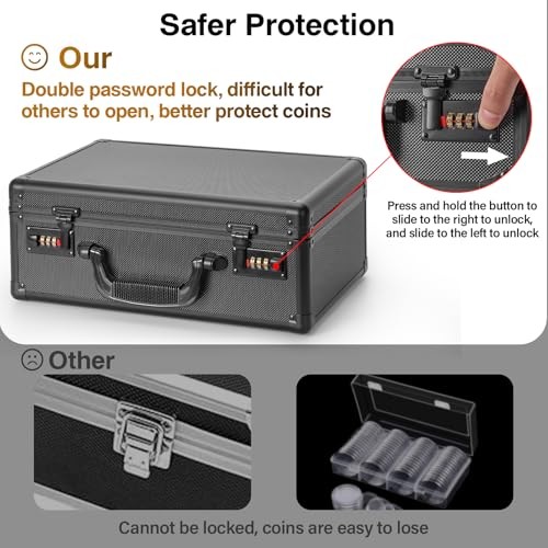 Graded Coin Storage Box – Holds 120 NGC/PCGS Slabs, Secure Coin Collector