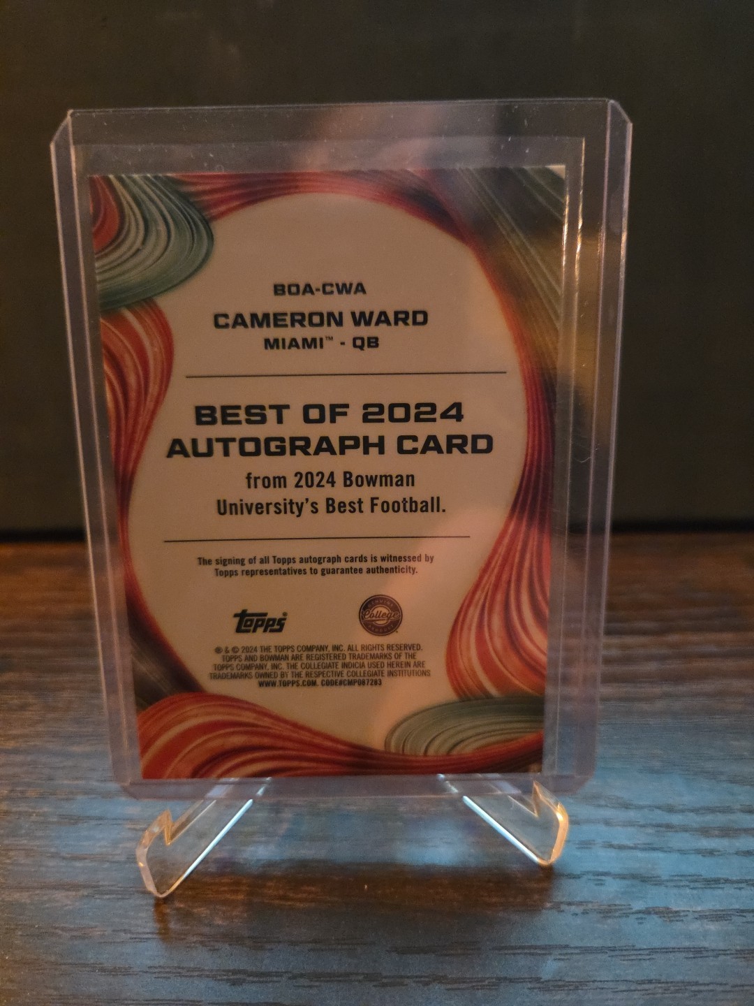 2024 Bowman’s Best University – Best of 2024 Autographs Cameron Ward #BOA-CWA