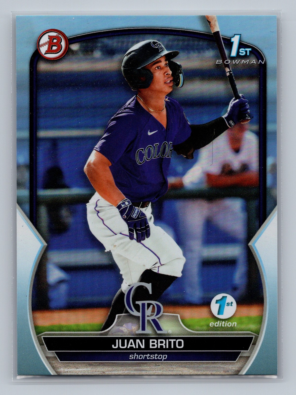 2023 Bowman JUAN BRITO #BPPF-77 1st Edition Sky Blue Foil Colorado Rockies