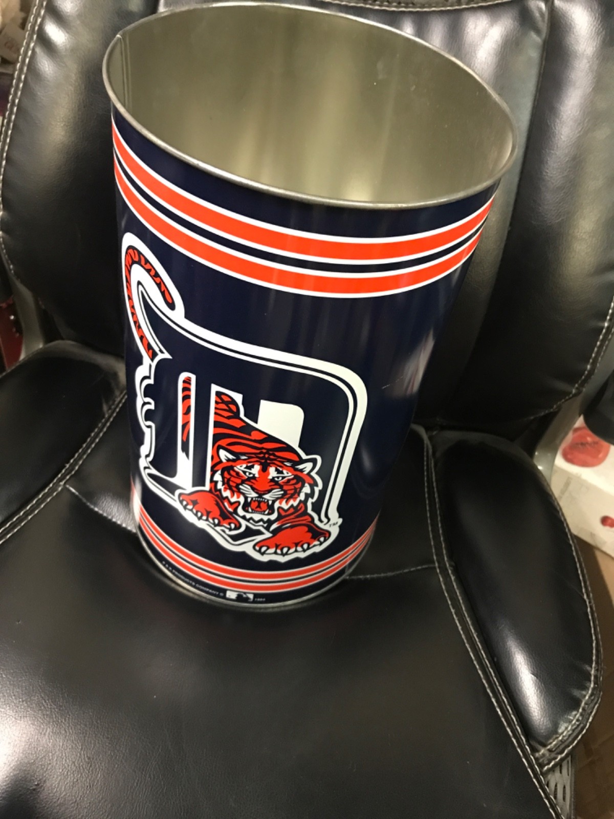 Vintage Detroit Tigers 13” Metal Trash Garbage Can MLB P&K Products