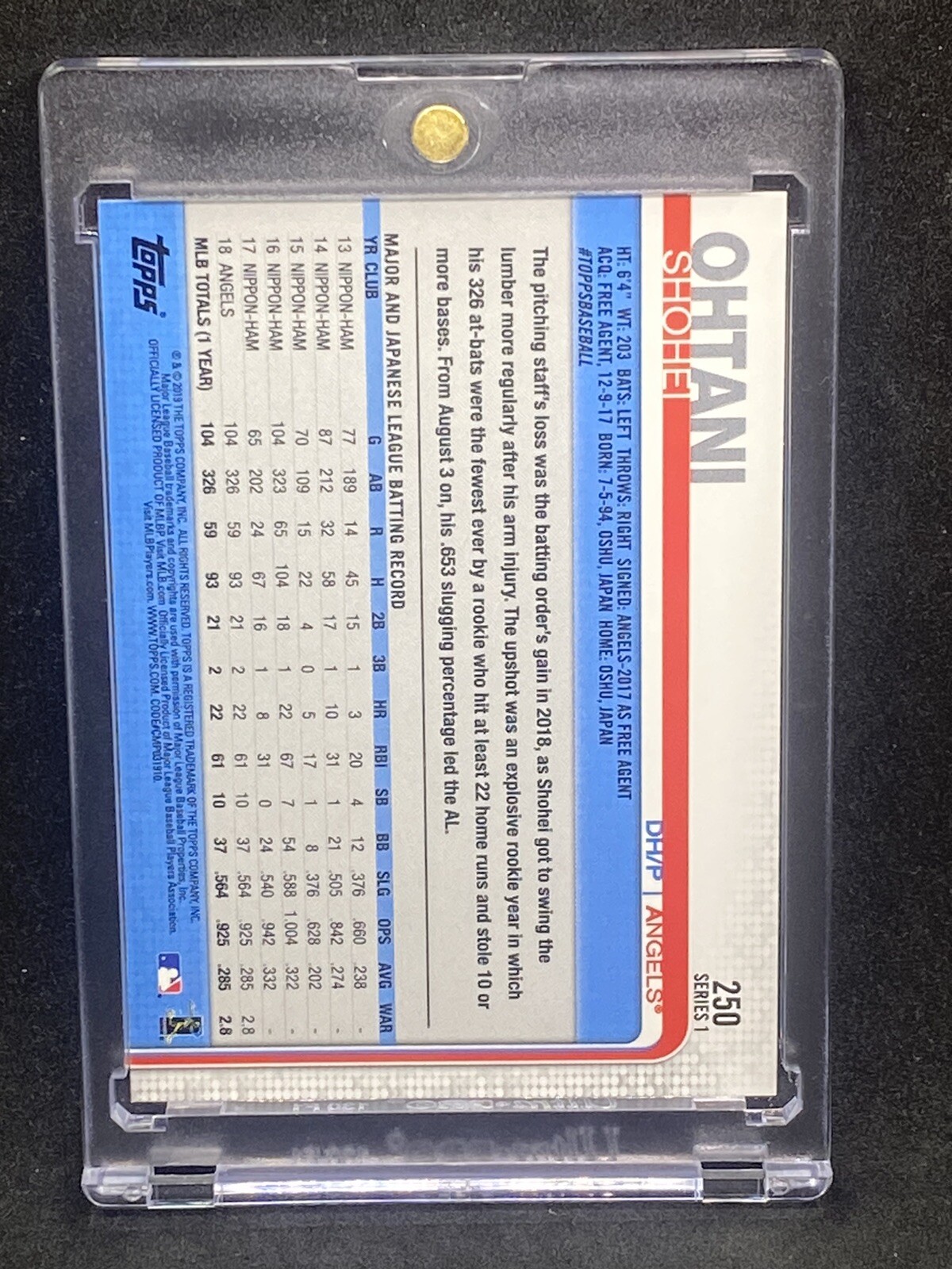 Shohei Ohtani RARE ROOKIE CUP TOPPS INVESTMENT CARD BATTING MVP ANGELS ROY