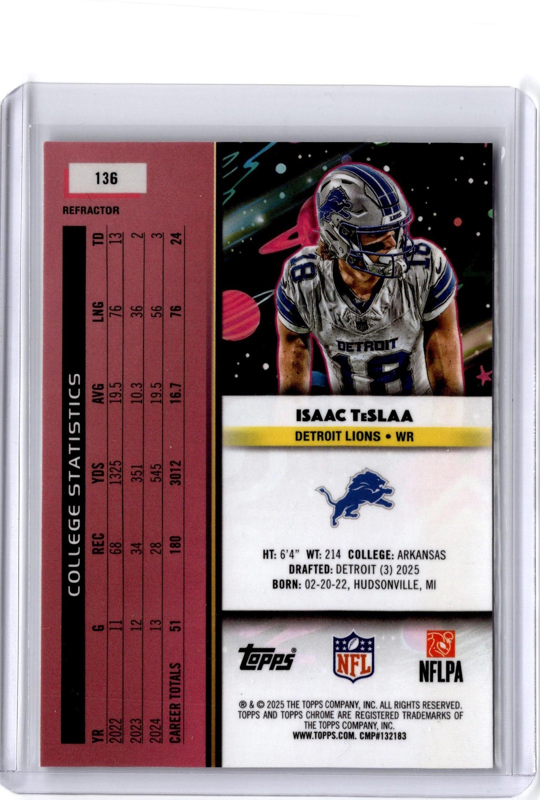 2025 Topps Chrome Cosmic #136 Isaac TeSlaa Refractor