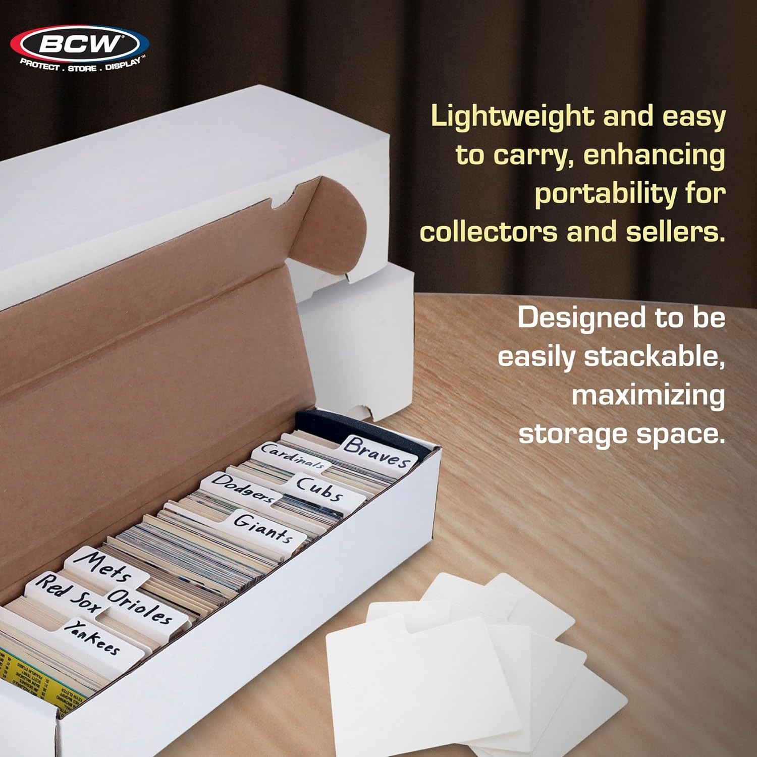 Heavy-Duty Card Storage Solution: 6 Boxes with 30 Horizontal Dividers Included