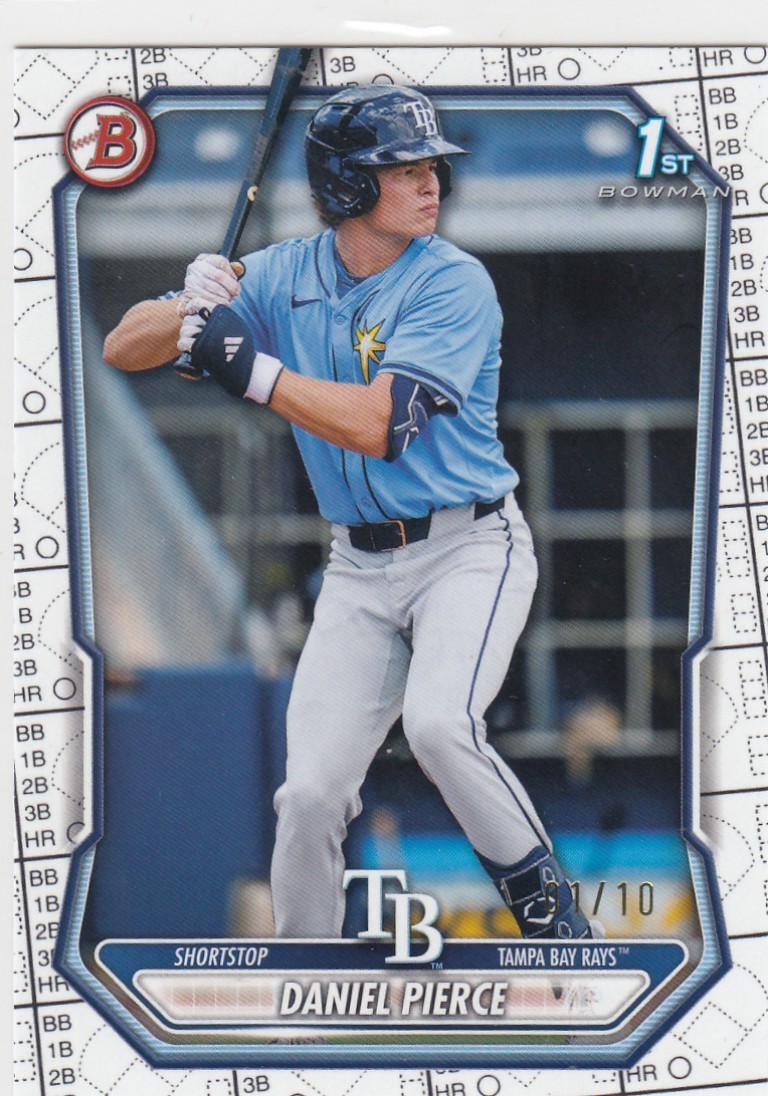 2026 Bowman Daniel Pierce 1st Bowman #BCP-77 Rays /10 White Scorecard SP ZV