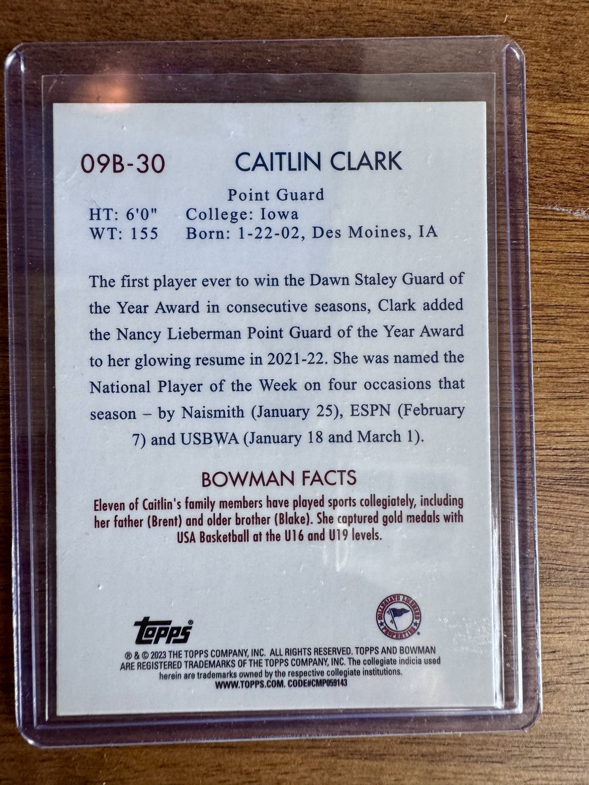 Caitlin Clark 2022-23 Bowman University Chrome – 2009 Bowman #09B-30 (RC)