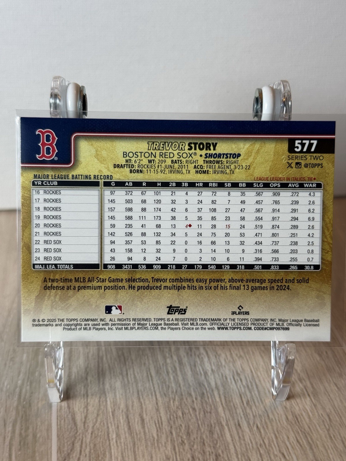 2025 Topps Series 2 Golden Mirror Image Variation Trevor Story SSP #577