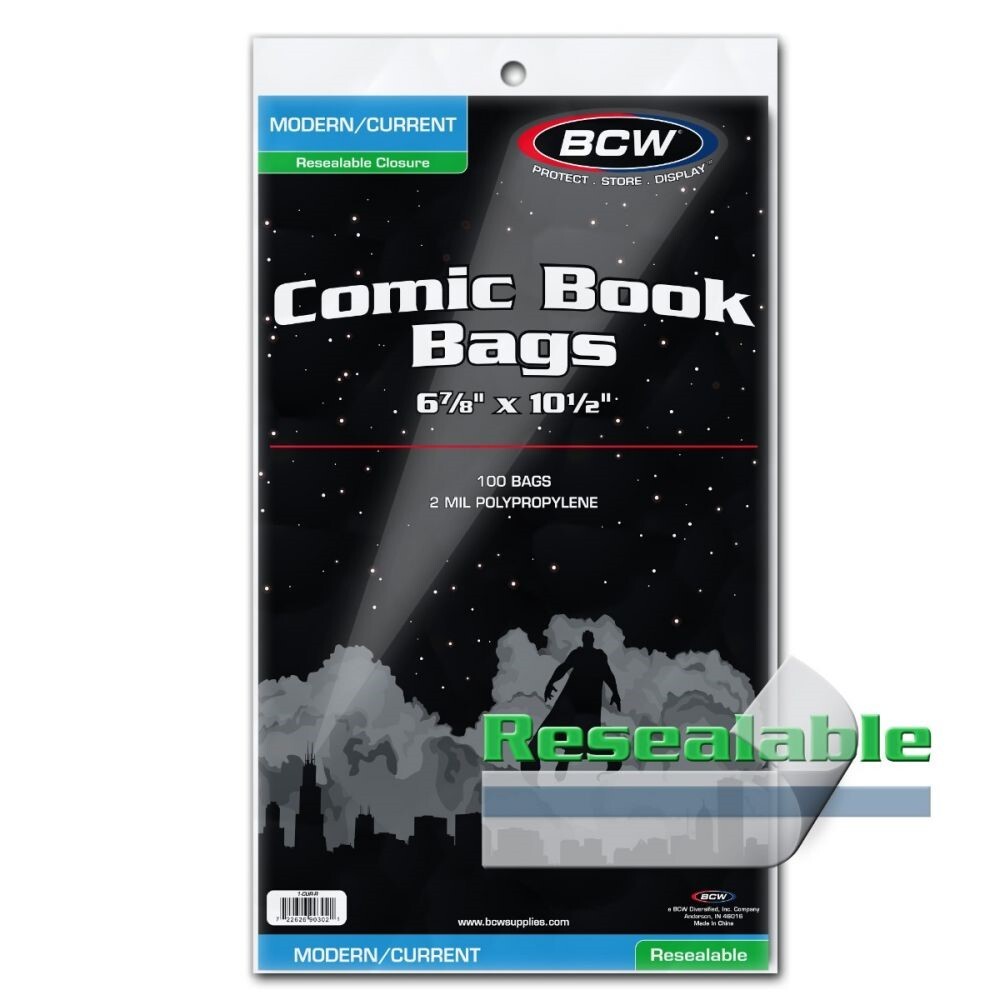 300 Resealable BCW Modern/Current Comic Book Bags Archival Sleeve Safe Storage