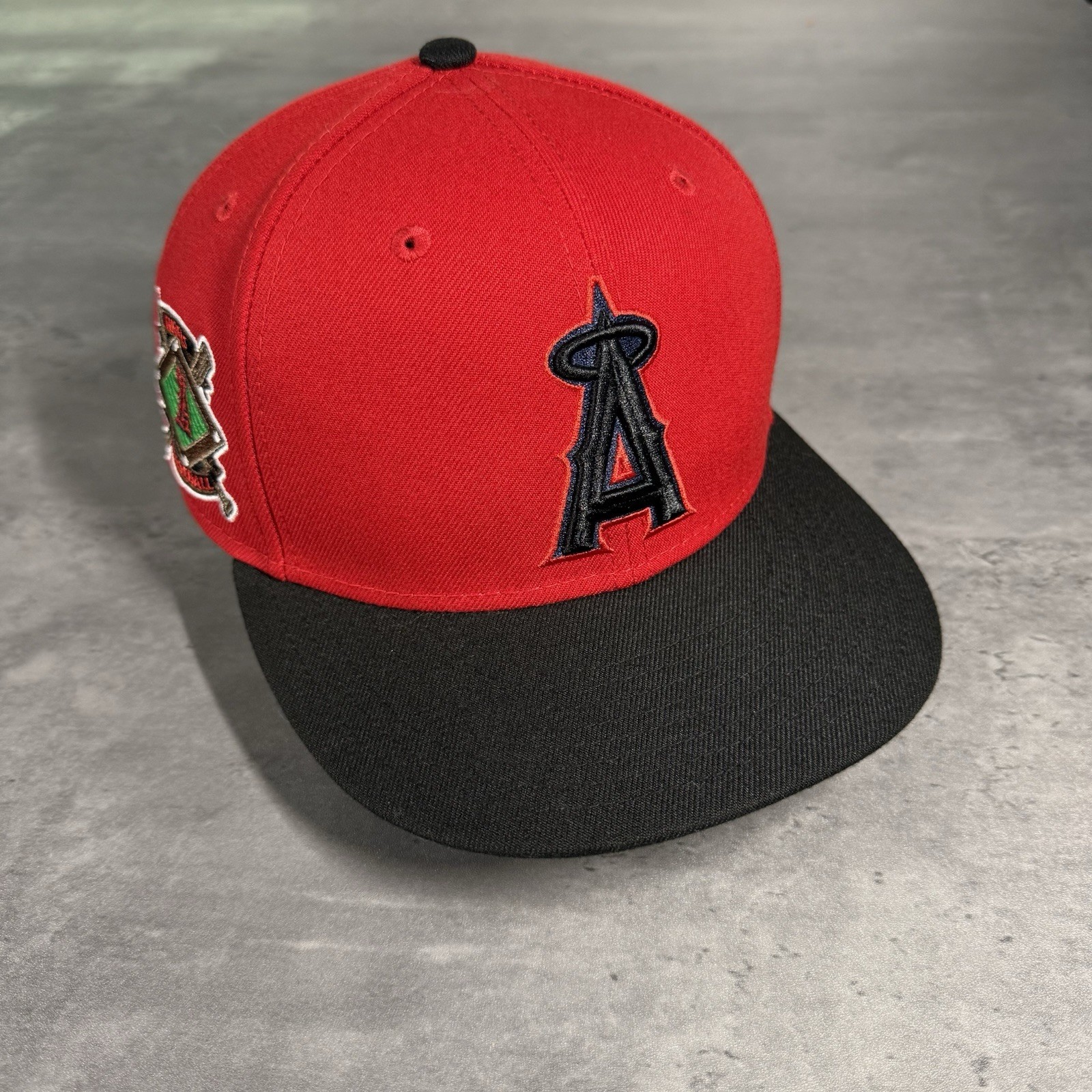 Hat Club Los Angeles Angels New Era Cap 7 1/4 Red Black Navy Patch Alternate