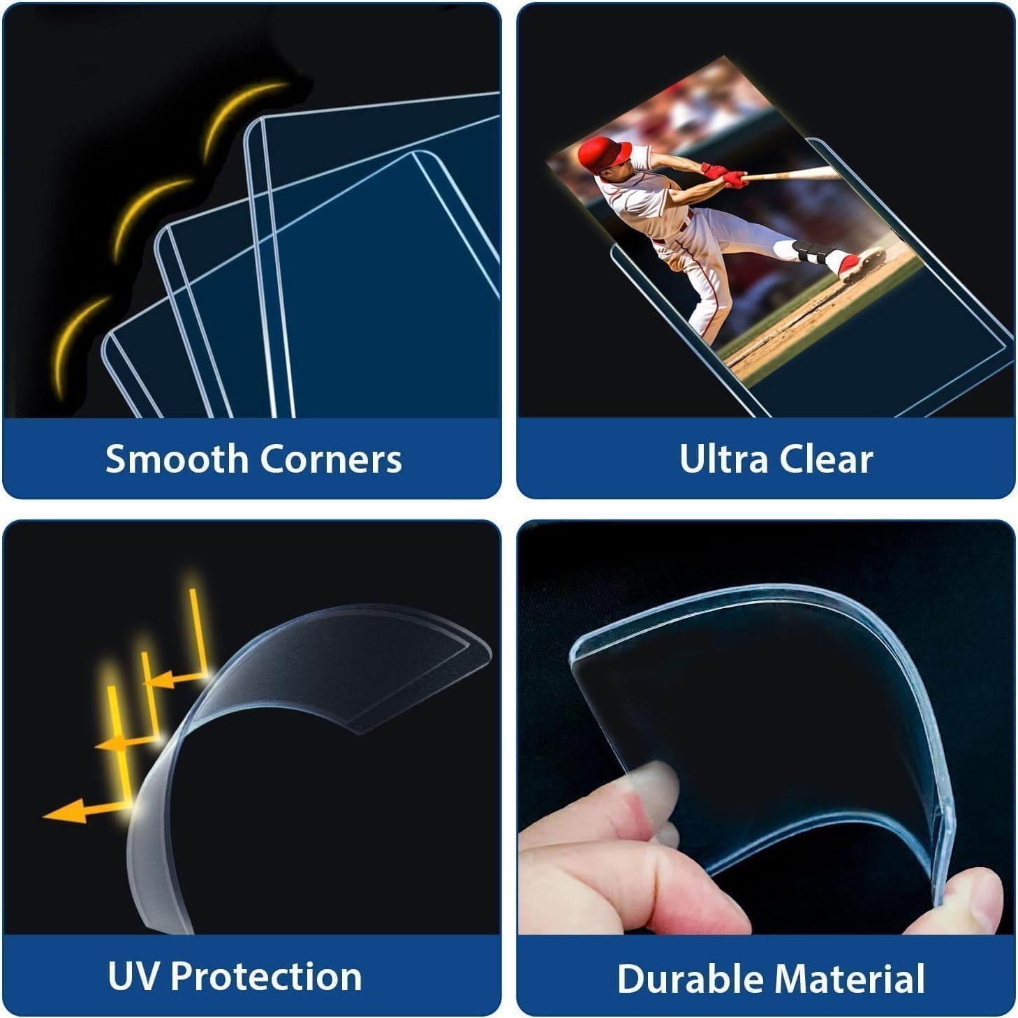 2000 Clear Plastic Card Sleeves, Trading Card Holders