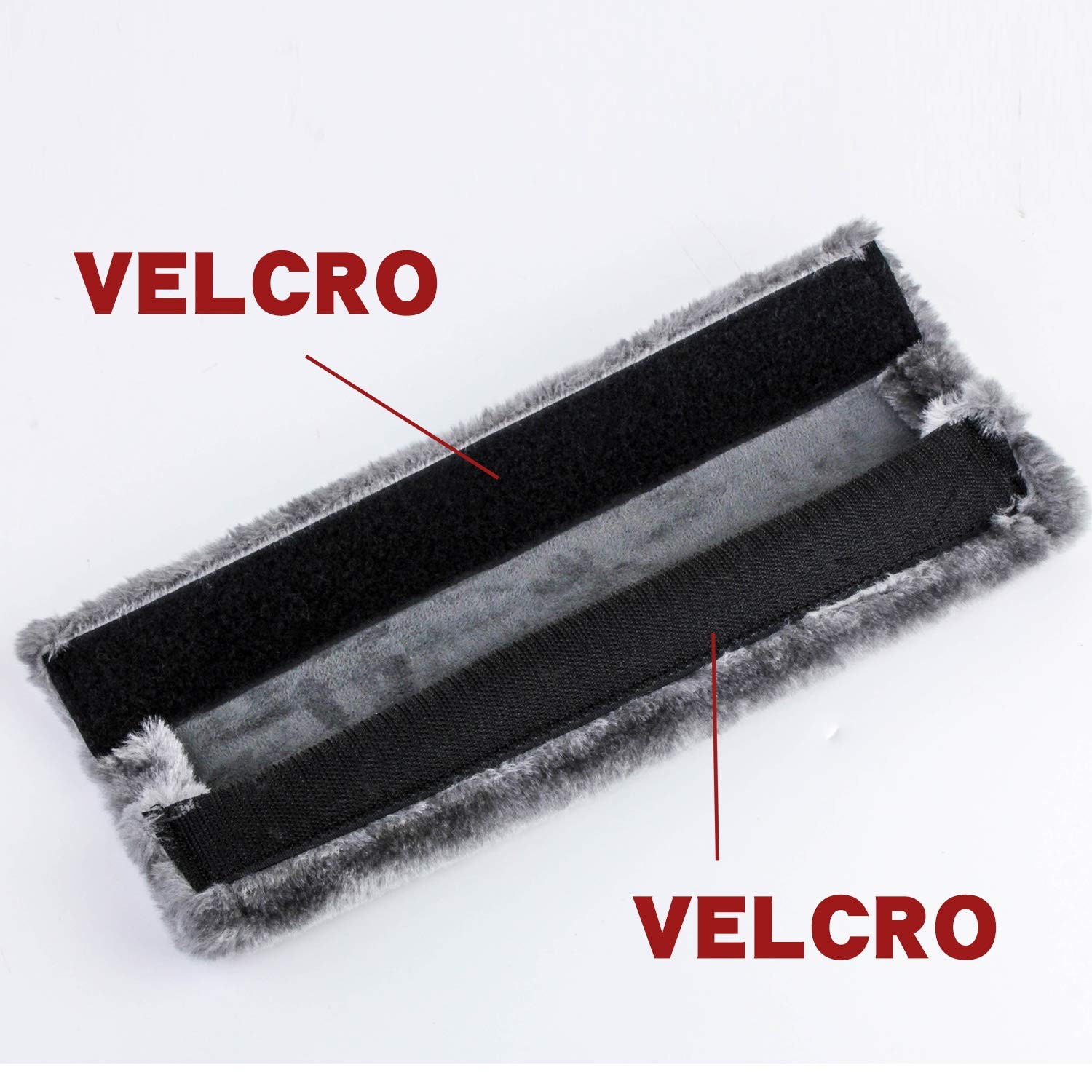 Amooca Soft Faux Fur Universal Fit Seatbelt Cover Car 10.5in 2pack, Dark Gray