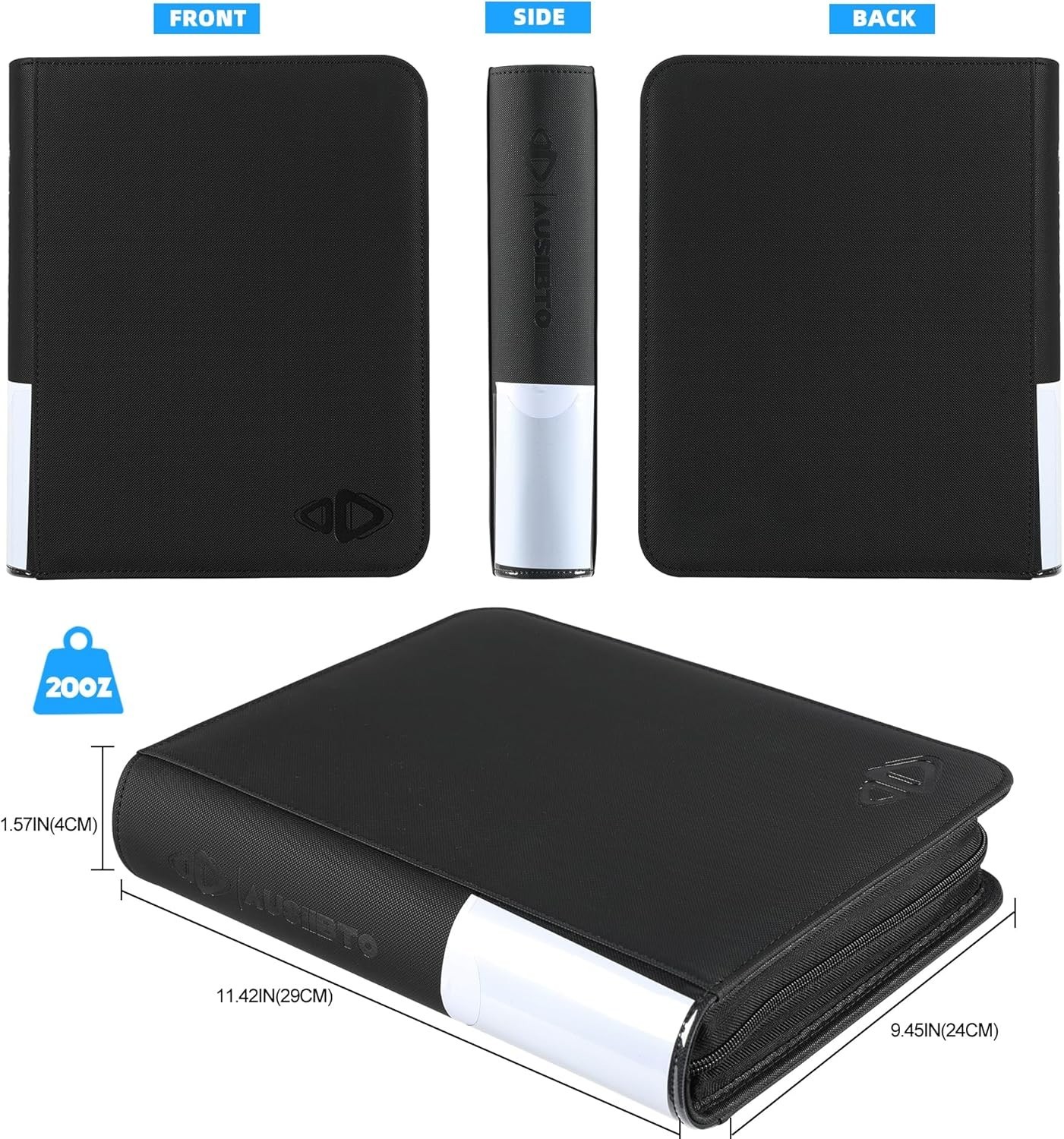 Top Loader Binder, 128 Cards, 4 Pocket Zipper Binder for 3″ x 4″ Top Loader, …